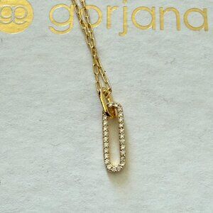 NWT Gorjana Gold Colored Necklace with imitation diamond pendant